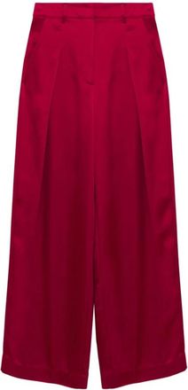 SIMKHAI Kersen Wijde Plooiende Broek - Dames - Wijde Broeken - Rood - XS - Polyester - Broeken