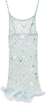 Roberta Einer Feather-Detail Fishnet Mini Dress - Womens - Polyamide/Polyester