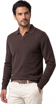 Profuomo polo lange mouw Profuomo bruin