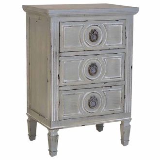 Wanderlust Deco Mesita de noche de madera de 3 cajones 46 x 33 x 67h cm