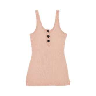 Chlo&eacute; Henley ribbed cotton tank top Woman M