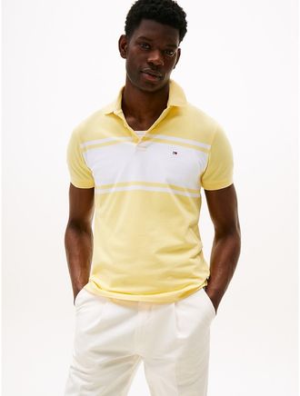 Tommy Hilfiger Mens Slim Fit Block Stripe Polo - Yellow - XXL