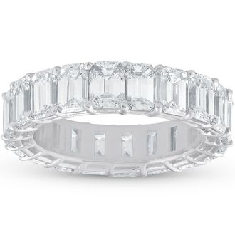 Pompeii3 7ct Emerald Cut Diamond Platinum Eternity Wedding Ring Lab Grown