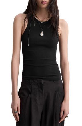 Mango Straight Fit Lyocell Blend Wide Leg Pants in Black at Nordstrom, Size 10