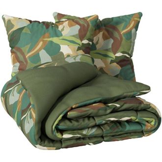 Atmosphera Atmosphera - Set di biancheria da letto 3 pezzi renata in percalle di cotone verde 240x220cm cr&eacute;ateur dint&eacute;rieur