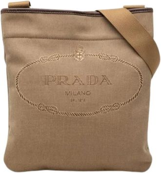 Prada Pre-owned Vintage Crossbody Bag - Dames - Vintage Schoudertas - Beige - ONE Size - Leer - Vintage