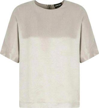 Giorgio Armani Crewneck Blouse In Viscose And Cupro