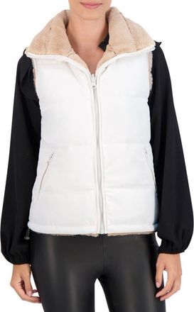 Ookie & Lala Water Resistant Reversible Faux Fur Puffer Vest in Ivory at Nordstrom Rack, Size X-Small
