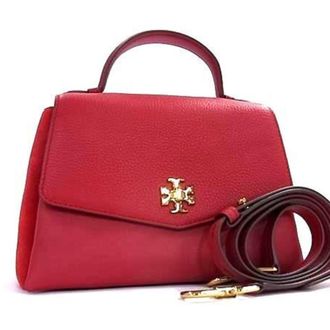 Tory Burch Red Color Leather Handbag Shoulder Bag Tote Bag (Pre-Owned)