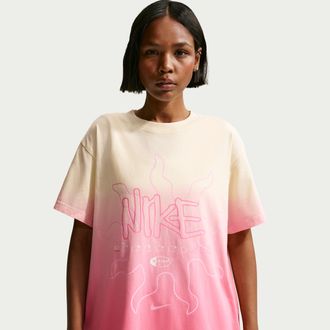 Nike Womens Nike Sportswear Oversized Short-Sleeve T-Shirt in Pink | IQ1260-684