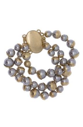 Saachi Statement Grey Freshwater Pearl Triple Row Bracelet at Nordstrom Rack