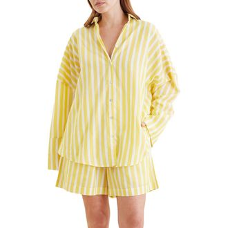 Papinelle Sleepwear Amelia Stripe Short Pajamas in Daisy /White Stripe at Nordstrom Rack, Size Large