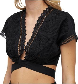 Ermanno Scervino Mouwel Top met Kant - Dames - Tops zonder mouwen - Zwart - M - Katoen - Tops
