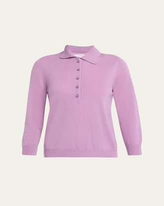 Vince Cashmere & Mulberry Silk Polo Sweater