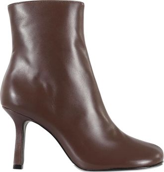 Schutz 85mm Brielle leather square-toe boots - women - Leather/Leather/Rubber - 39 - Brown