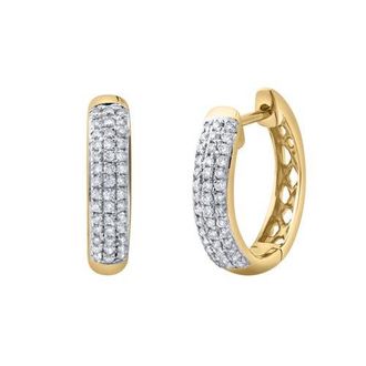 LuvMyJewelry Halo Loop 0.25 Ct 14K Gold Diamond Huggies in 14K Yellow Gold at Nordstrom