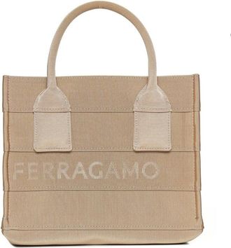 Ferragamo Small Embroidered Logo Calf Leather Bag