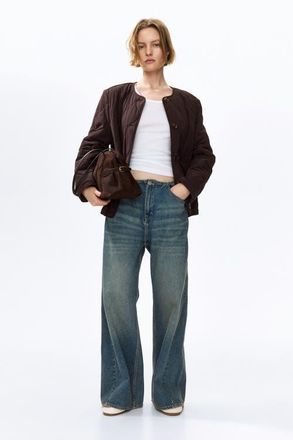H&M Quilted Jacket in Dark Brown at Nordstrom, Size Xx-Large