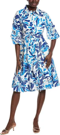 Gracia Pleated Puffed Sleeve A-Line Shirtdress