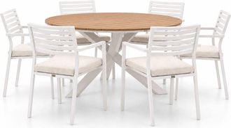 Bellagio la vita attrattiva Bellagio Rumo/Fidenza &oslash;149cm dining tuinset 7-delig stapelbaar
