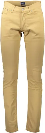 GANT Beige Herenbroek 5 Zakken Rits Knoop Logo - Heren - Chinos - Beige - W30 L34 - Broeken