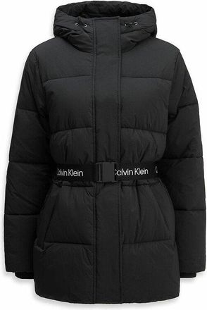 Calvin Klein Halflange donsjas met riem en kap