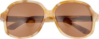Valentino 50mm Polarized Round Sunglasses in Marble Marble Brown at Nordstrom Rack