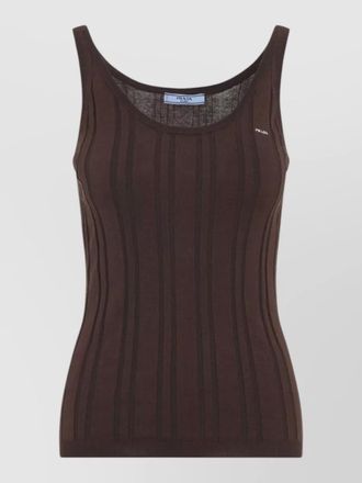 Prada ribbed knit tank top scoop neckline
