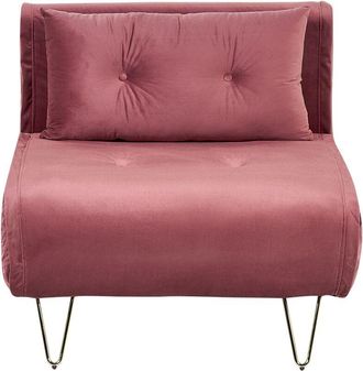 Beliani Single Sofa Bed VESTFOLD Velvet Pink