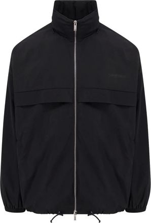 Saint Laurent Light Jackets, male, Black, XL, Logo Nylon Jacket with Zip Closure