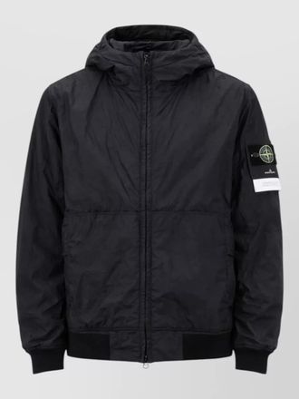 Stone Island hooded nylon blouson jacket arm patch