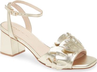 Koko + Palenki Serenity Square Toe Sandal in Gold Metallic Leather at Nordstrom, Size 8.5