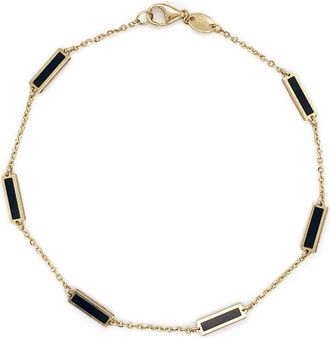 Italian Gold, Inc 14K Yellow Gold Station Bar Bracelet - Onyx