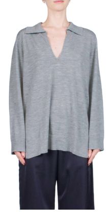 Leset James V Neck Polo Top In Grey