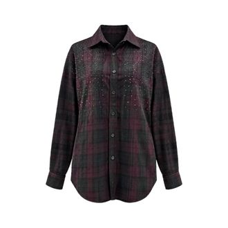 A Paper Kid Camisa Tart&aacute;n con Strass - Blouses & Shirts - Mujer - P&uacute;rpura - XS