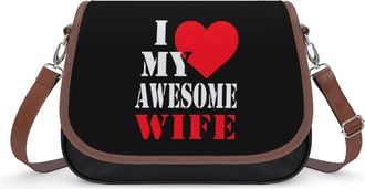 Generic I Love My Awesome Wife Fashion Womens Crossbody Bags Novelty Handbag Shoulder Bag Purse