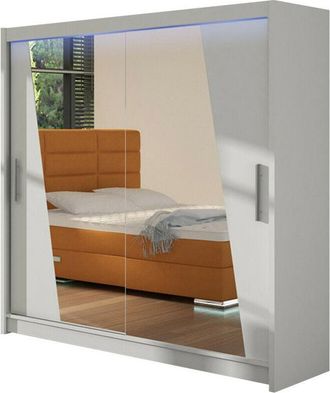 Mirjan24 Mobilier1 - Armario Closico 144, Blanco, 215x180x58cm, Puertas De Armario: Correderas, N&uacute;mero De Estantes: 0, Led