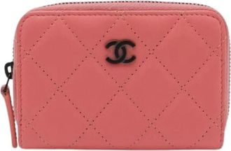 Chanel Pre-owned Wallets, female, Pink, Size: ONE SIZE Pre-owned Matelasse Classic Zip Coin Purse