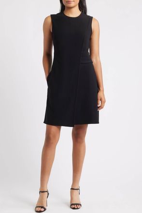 Nic+Zoe Scuba Knit Angled Mini Dress In Black Onyx