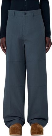 Dries Van Noten Wide-Leg High-Rise Broeken - Heren - Wijde Broeken - Grijs - S - Katoen - Broeken