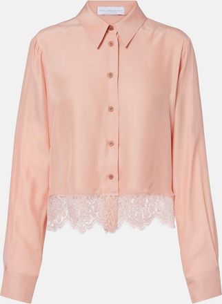 Stella McCartney Floral lace-trimmed silk shirt