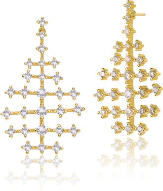 Rachel Glauber 14k Gold Plated Cubic Zirconia Drop Earrings