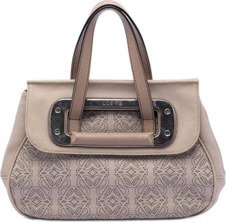 Loewe Pre-owned Handbags, female, Brown, Size: ONE SIZE Pre-owned Vintage Anagram Canvas Satchel Bag