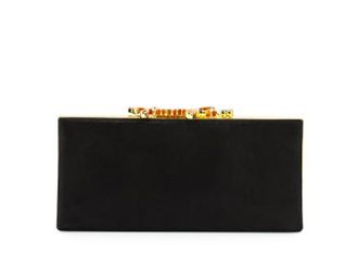 Jimmy Choo London Black Suede Celeste Logo Frame Box Clutch Bag