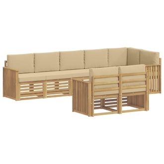 vidaXL Conjunto De Sof&aacute;s De Exterior 8 Uds. Y Beige Poli&eacute;ster Vidaxl