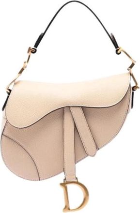 Dior Pre-owned Saddle Bag - Dames - Vintage Schoudertas - Beige - ONE Size - Leer - Vintage