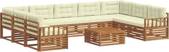 vidaXL Conjunto De Sof&aacute;s De Exterior 10 Uds. Natural Y Crema Vidaxl