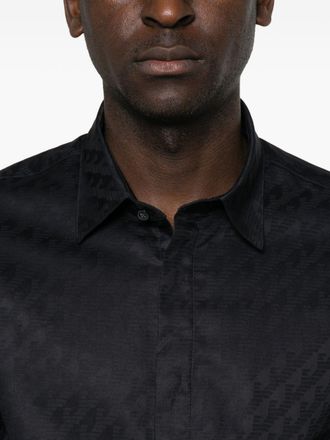 Emporio Armani Jacquard-Logo Cotton Shirt - Navy