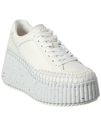 Chlo&eacute; Nama Leather & Suede Wedge Sneaker