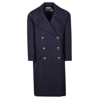 Balenciaga Jassen, Dames, Blauw, XS, Katoen, Lange Peacoat